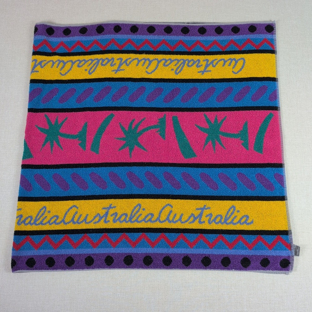 Palm Beach Australia Vintage Beach Towel Multicolor 80s Retro Geometric 62 x 32